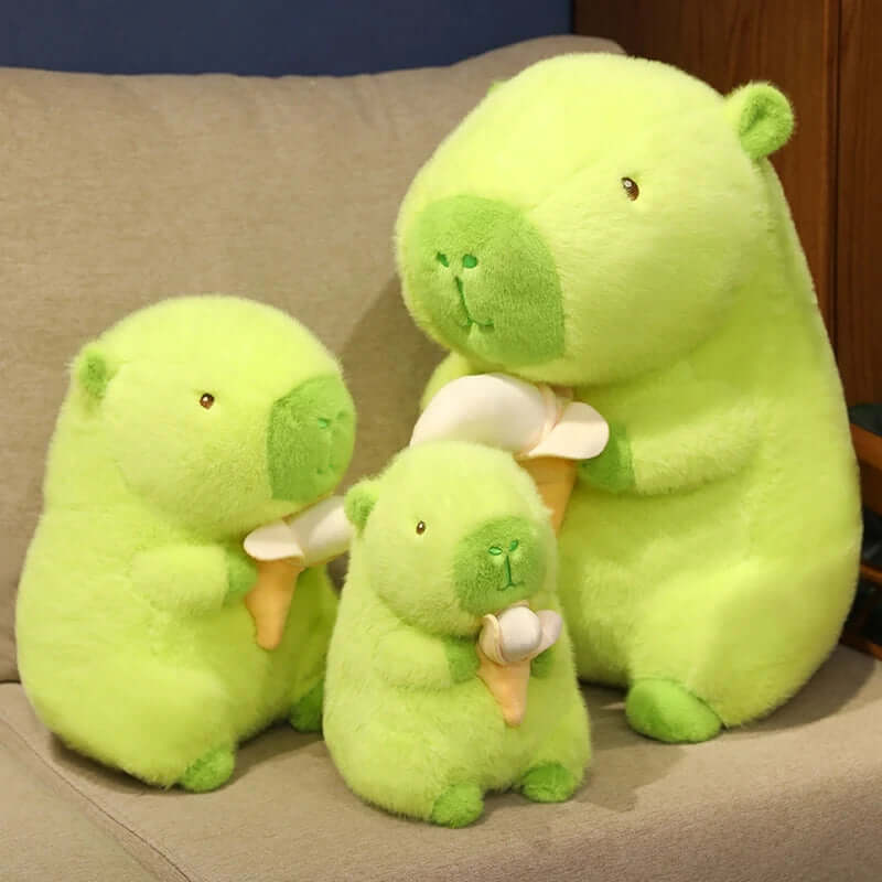 Green capybaras plush with banana