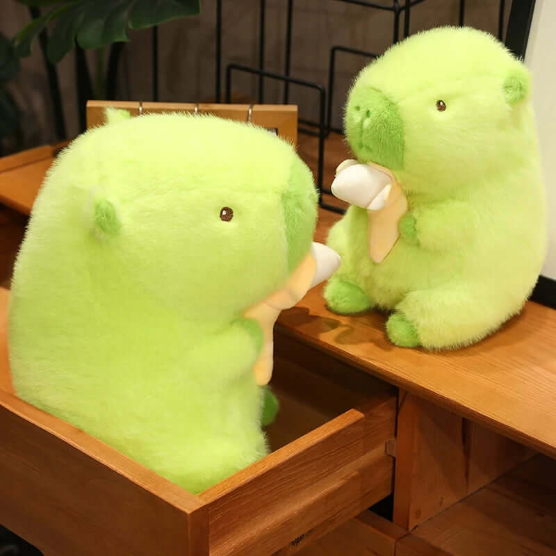 Green capybaras plush with banana