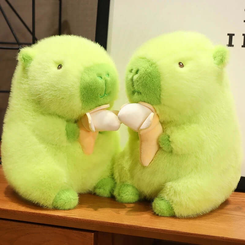 Green capybaras plush with banana