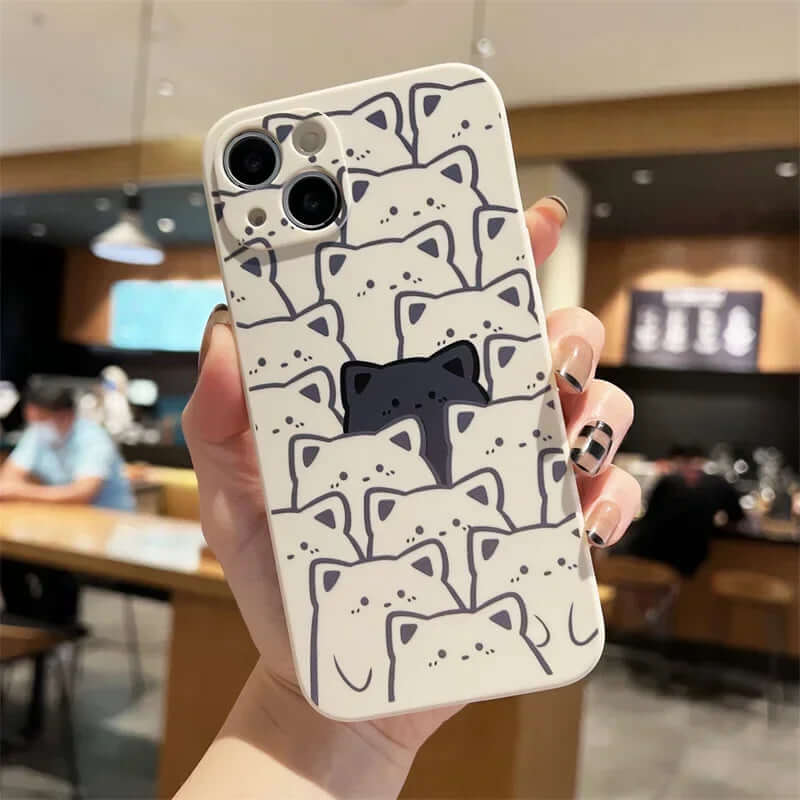 Hide and Seek Cat Phone Case white