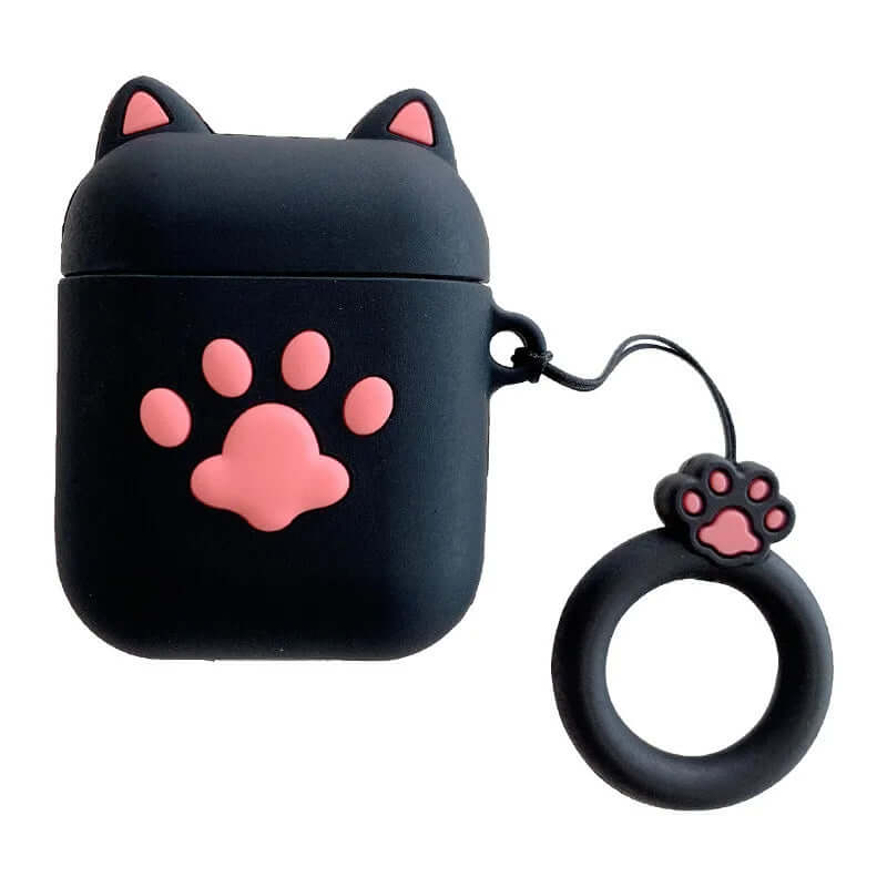 Kawaii Cat Airpods Case black