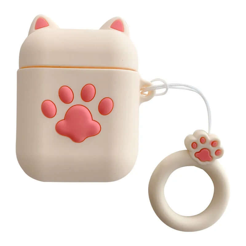 Kawaii Cat Airpods Case white