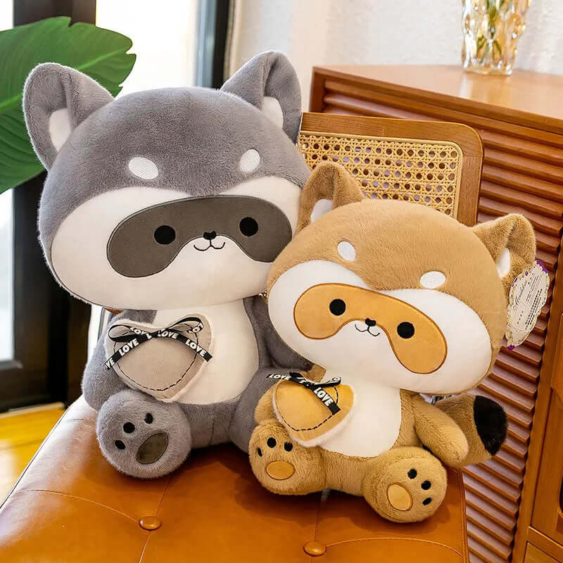 Kawaii Racoon with Heart Plushie