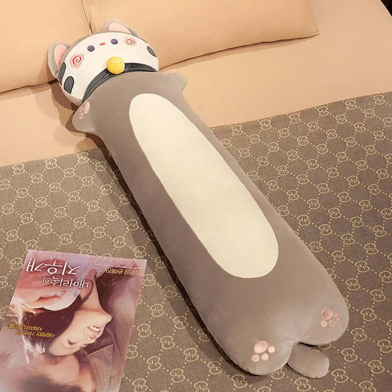 Long Kawaii Cat Plush gray