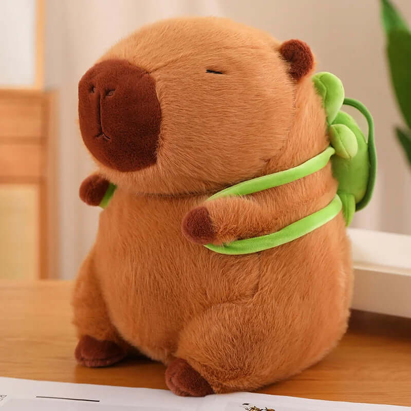 Plush capybara with turtle backpack