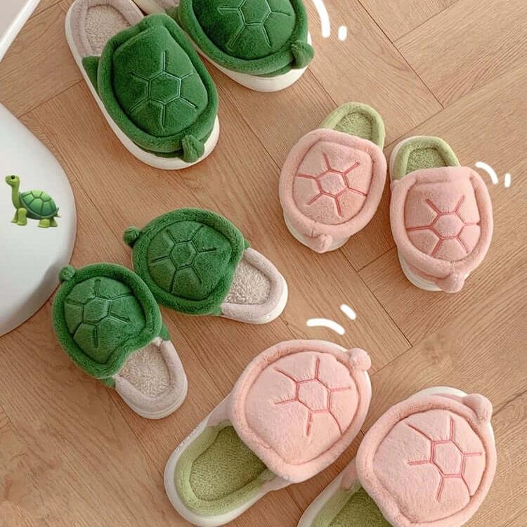 Turtle Slippers pink and green